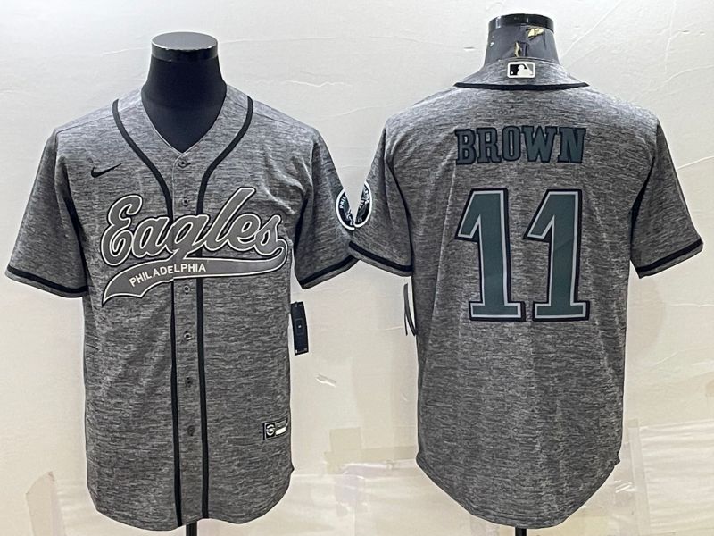 Men Philadelphia Eagles #11 Brown Grey hemp ash 2022 Nike Co branded NFL Jersey->philadelphia eagles->NFL Jersey